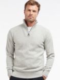 Barbour Essential Lambswool Half Zip Jumper, Light Grey Marl