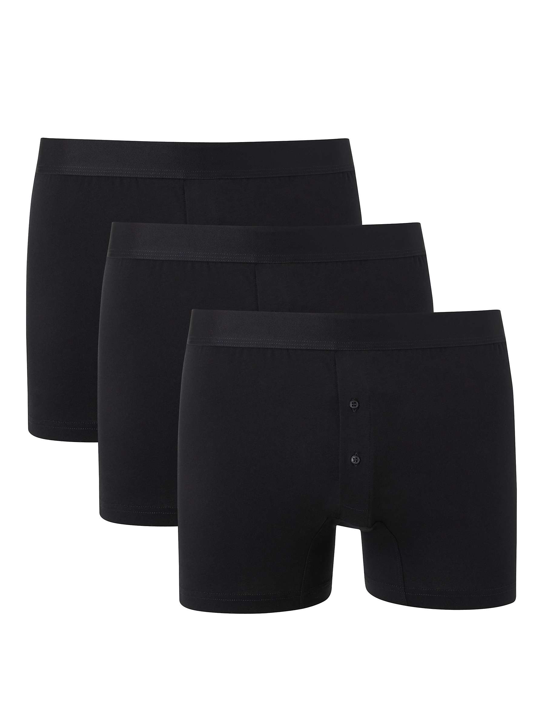 Buy John Lewis Organic Cotton Button Fly Trunks, Pack of 3, Black Online at johnlewis.com