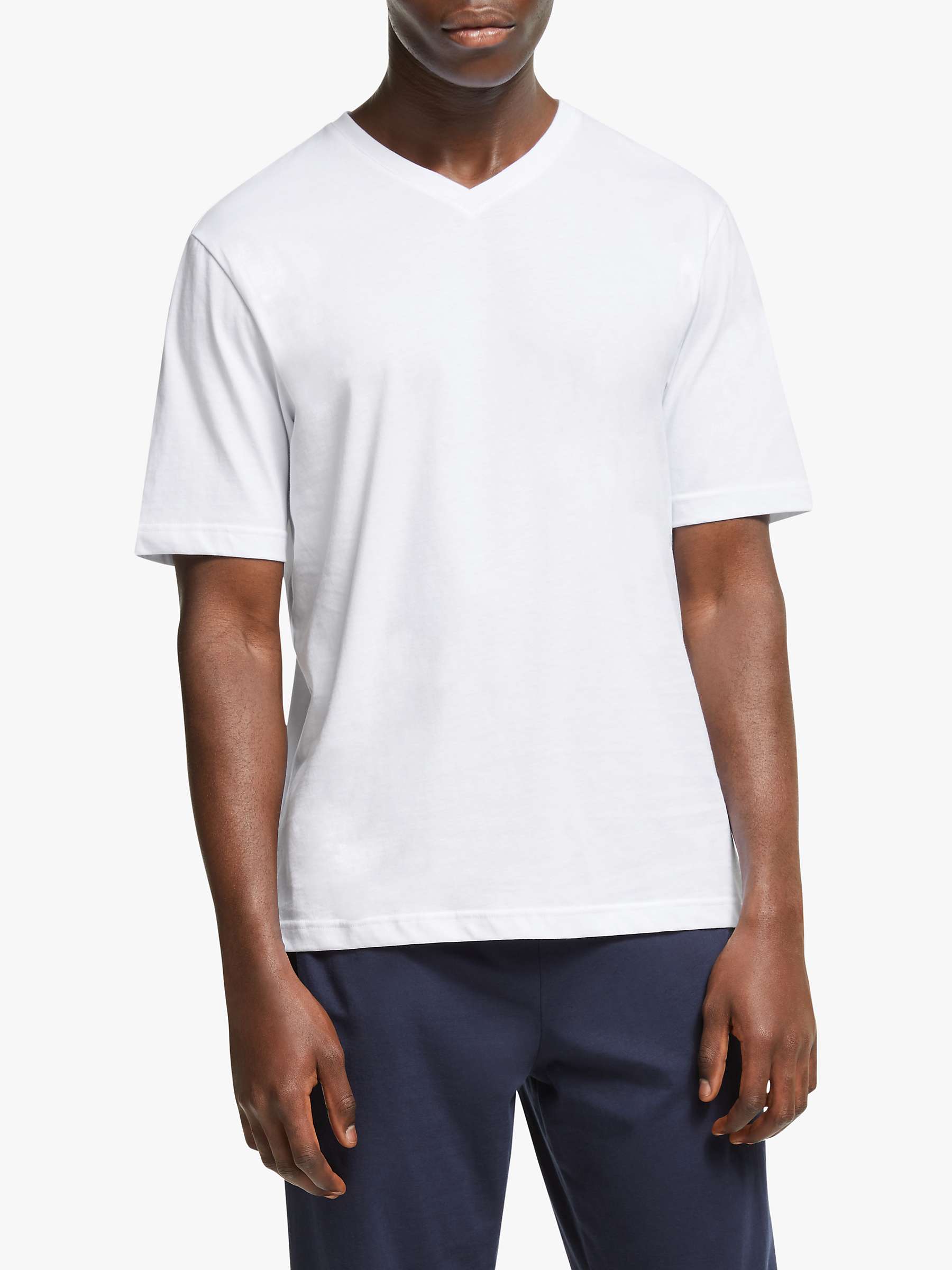 Buy John Lewis V-Neck Organic Cotton Lounge T-Shirt, White Online at johnlewis.com