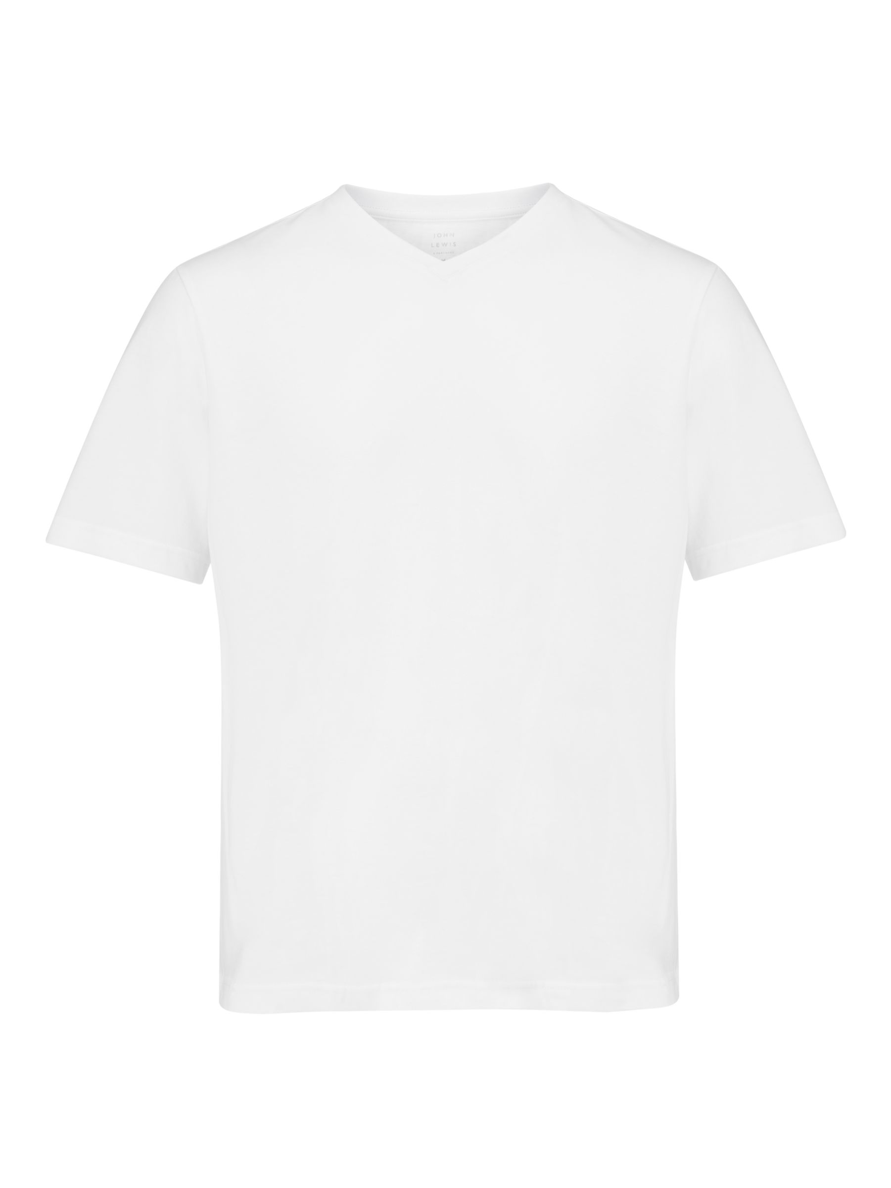 John Lewis V-Neck Organic Cotton Lounge T-Shirt, White, S