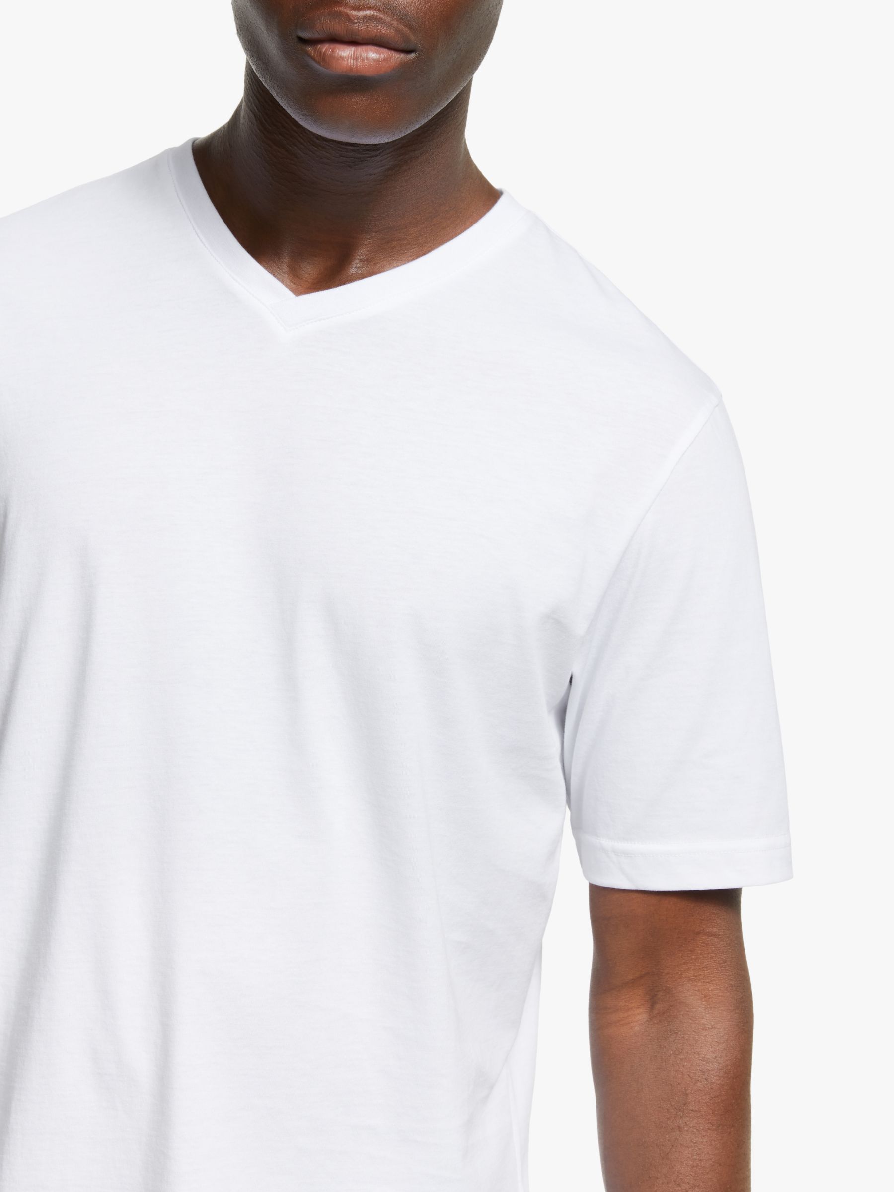 John Lewis V-Neck Organic Cotton Lounge T-Shirt, White, S