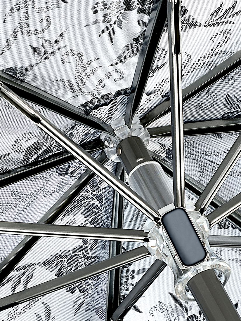 Fulton Jacquard Floral Print Telescopic Umbrella, Silver, one size