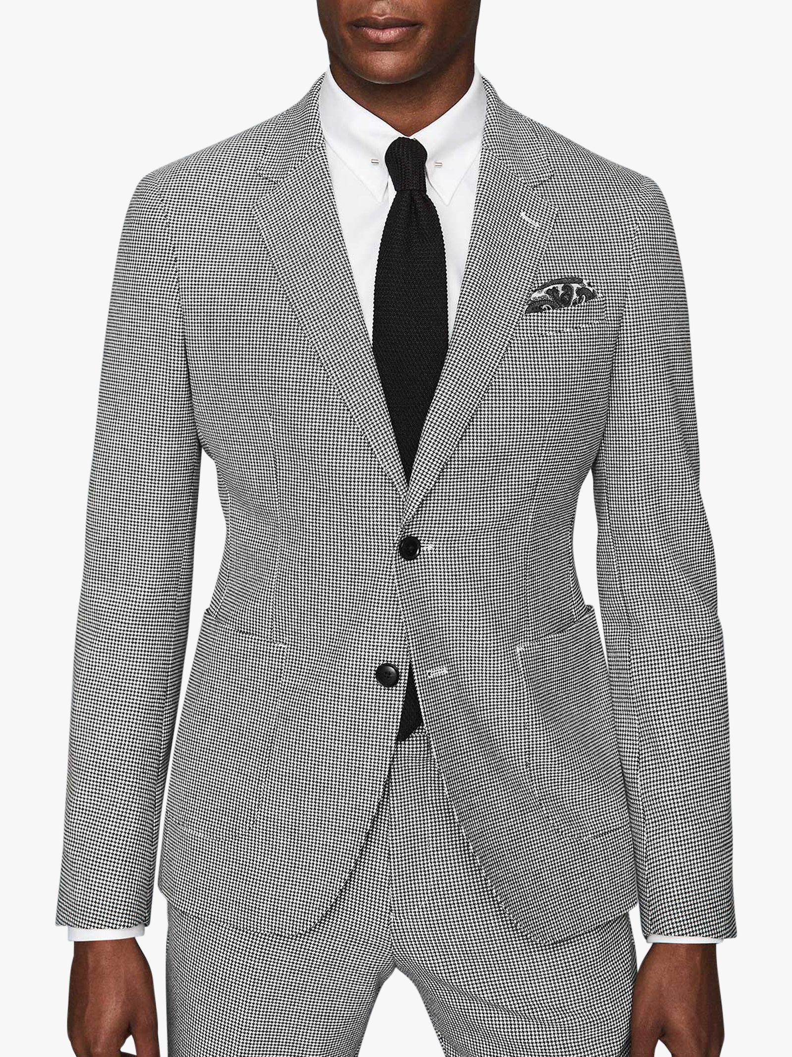 Reiss Napoleon Dogtooth Modern Fit Suit Jacket, Black/White