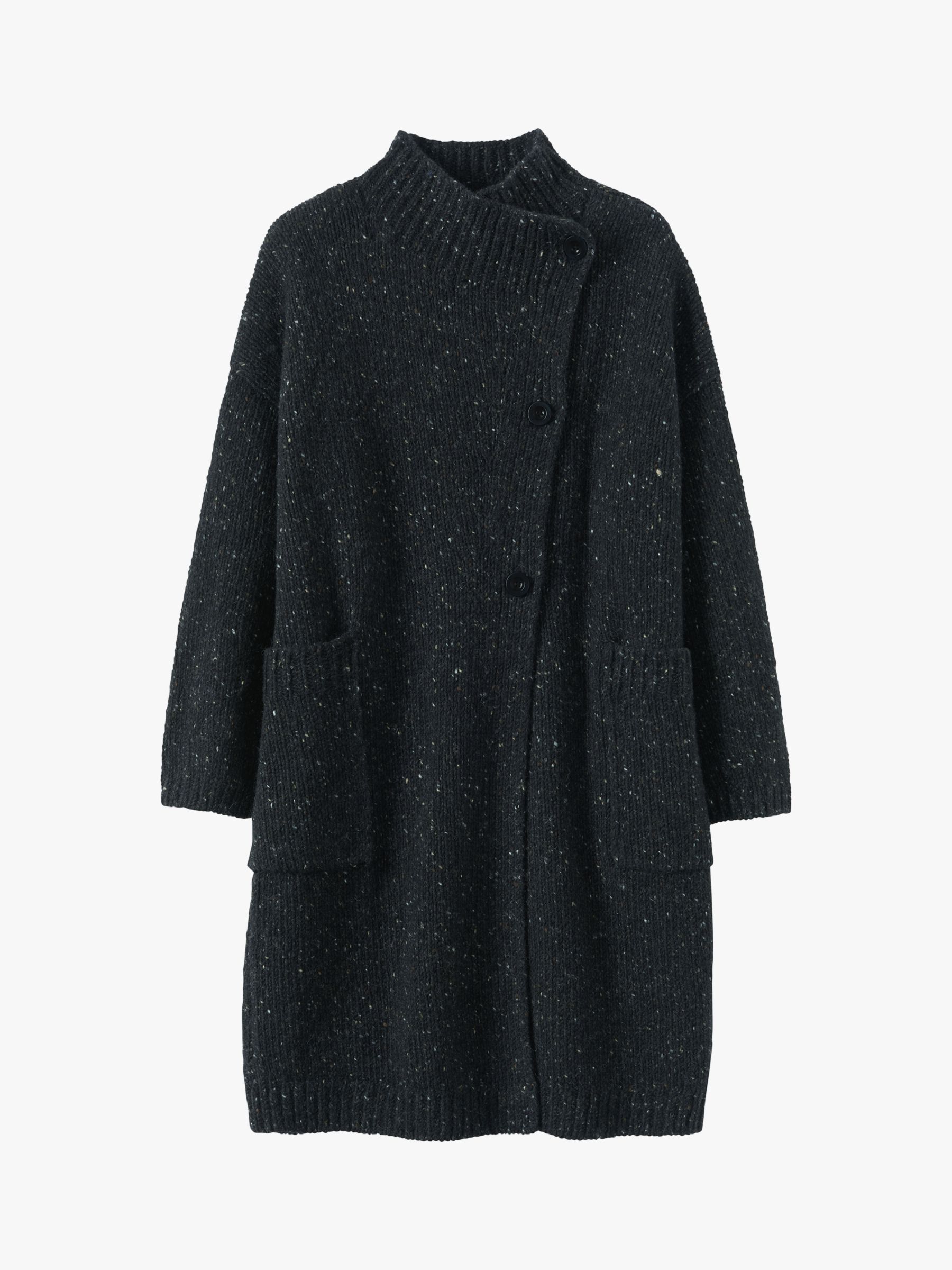 Toast Knitted Tweed Coat, Charcoal