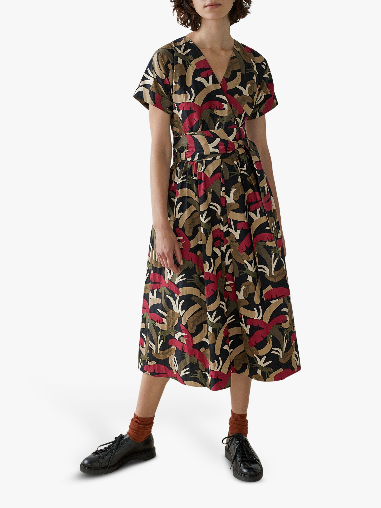 Toast Palm Print Cotton Poplin Dress Olive At John Lewis Partners