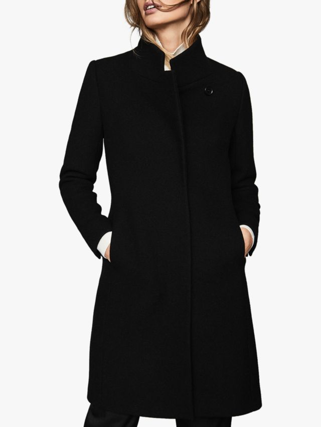 Reiss Maya Slim Fit Wool Blend Coat Black 6