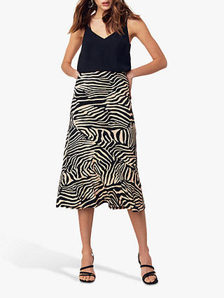 Oasis Tiger Bias Skirt, Multi/Natural