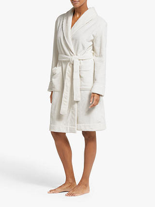 John Lewis & Partners Morgan Stripe Fleece Robe, Ivory