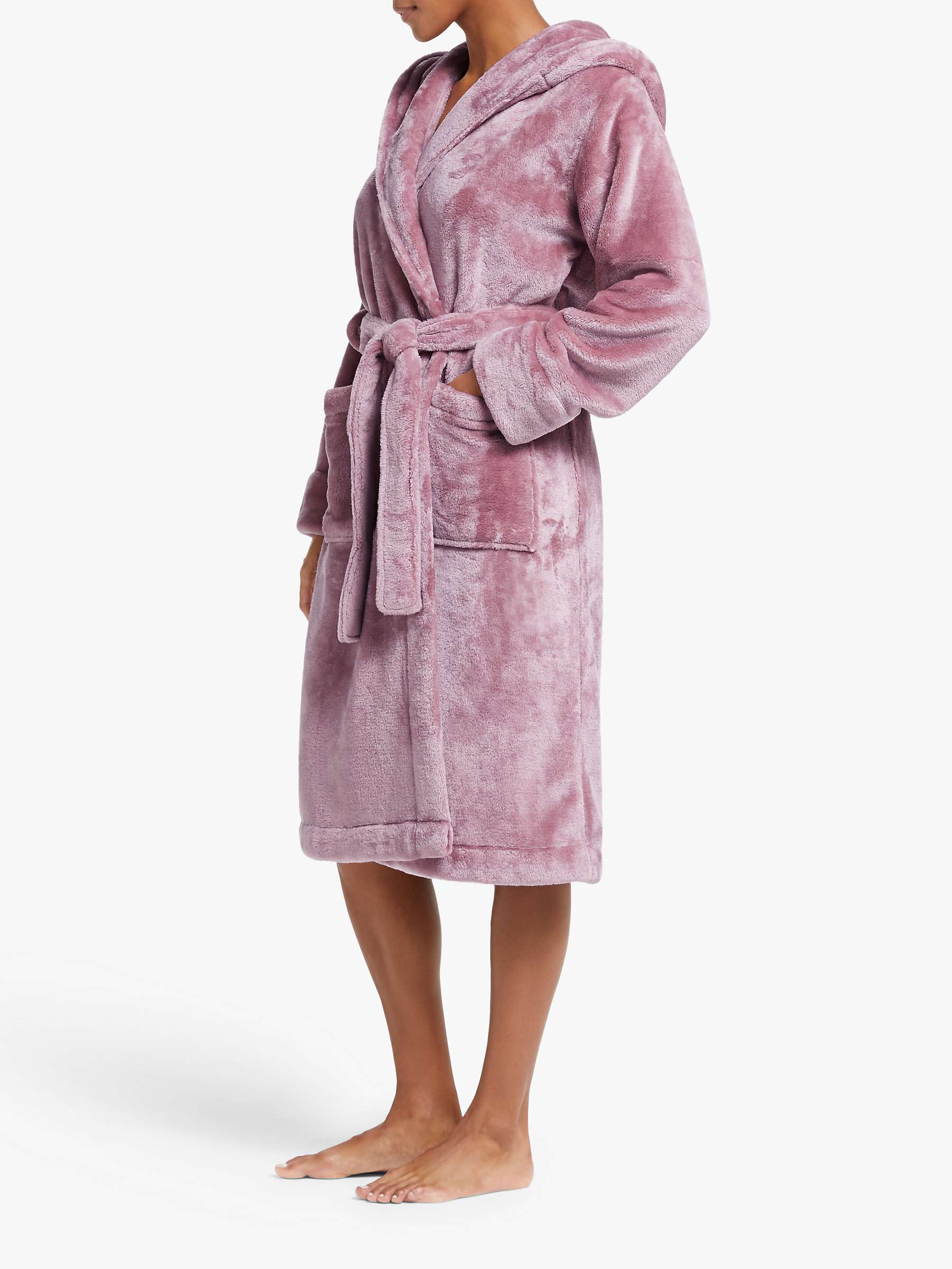 John Lewis Hi Pile Fleece Robe in Pink Womens Clothing Nightwear and sleepwear Robes robe dresses and bathrobes 