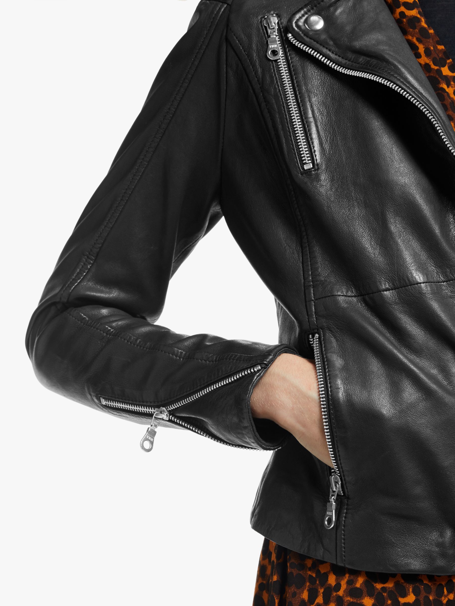 Gestuz Joanna Leather Biker Jacket, Black