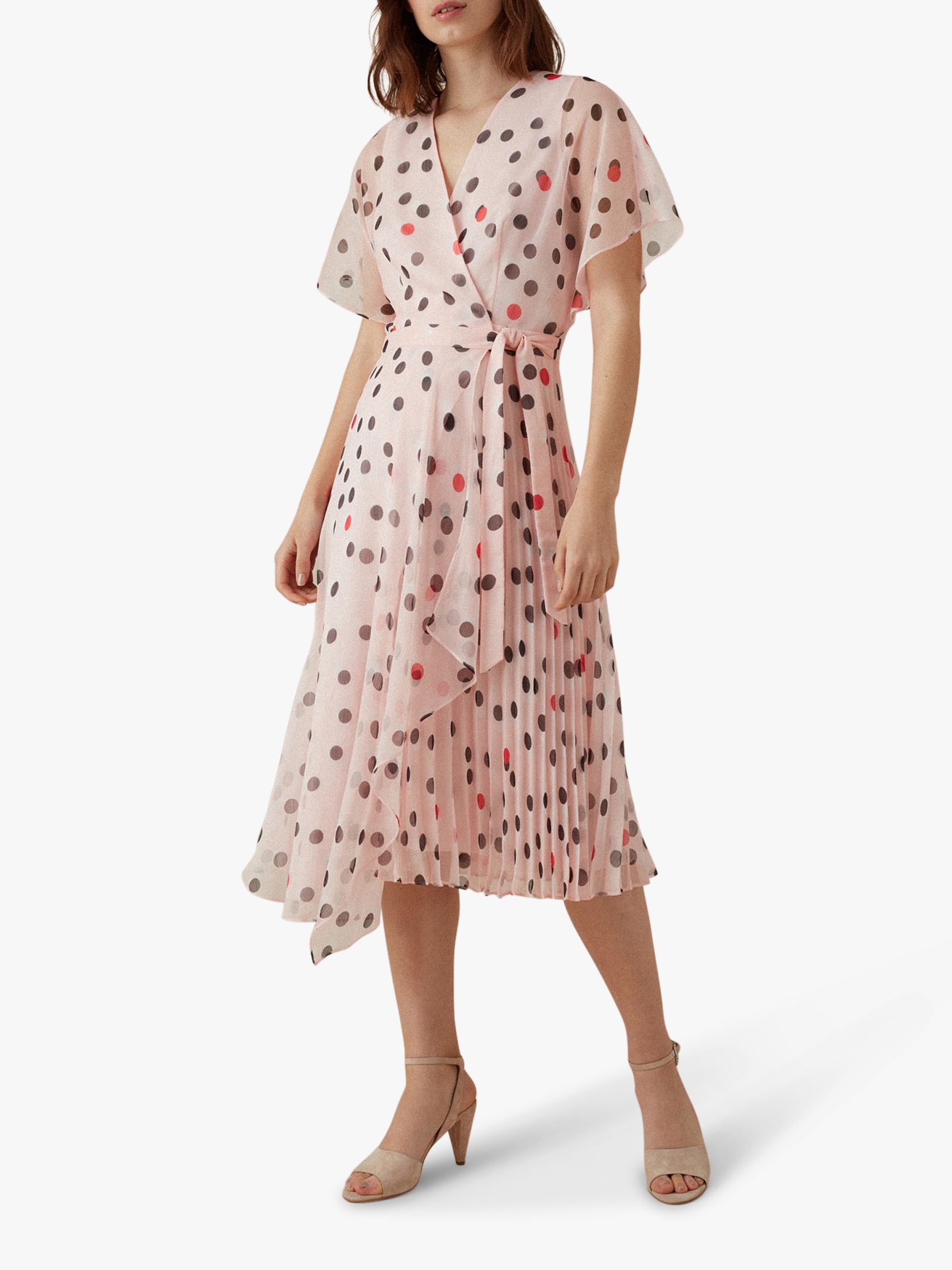 Karen Millen Polka Dot Dress, Pink/Multi