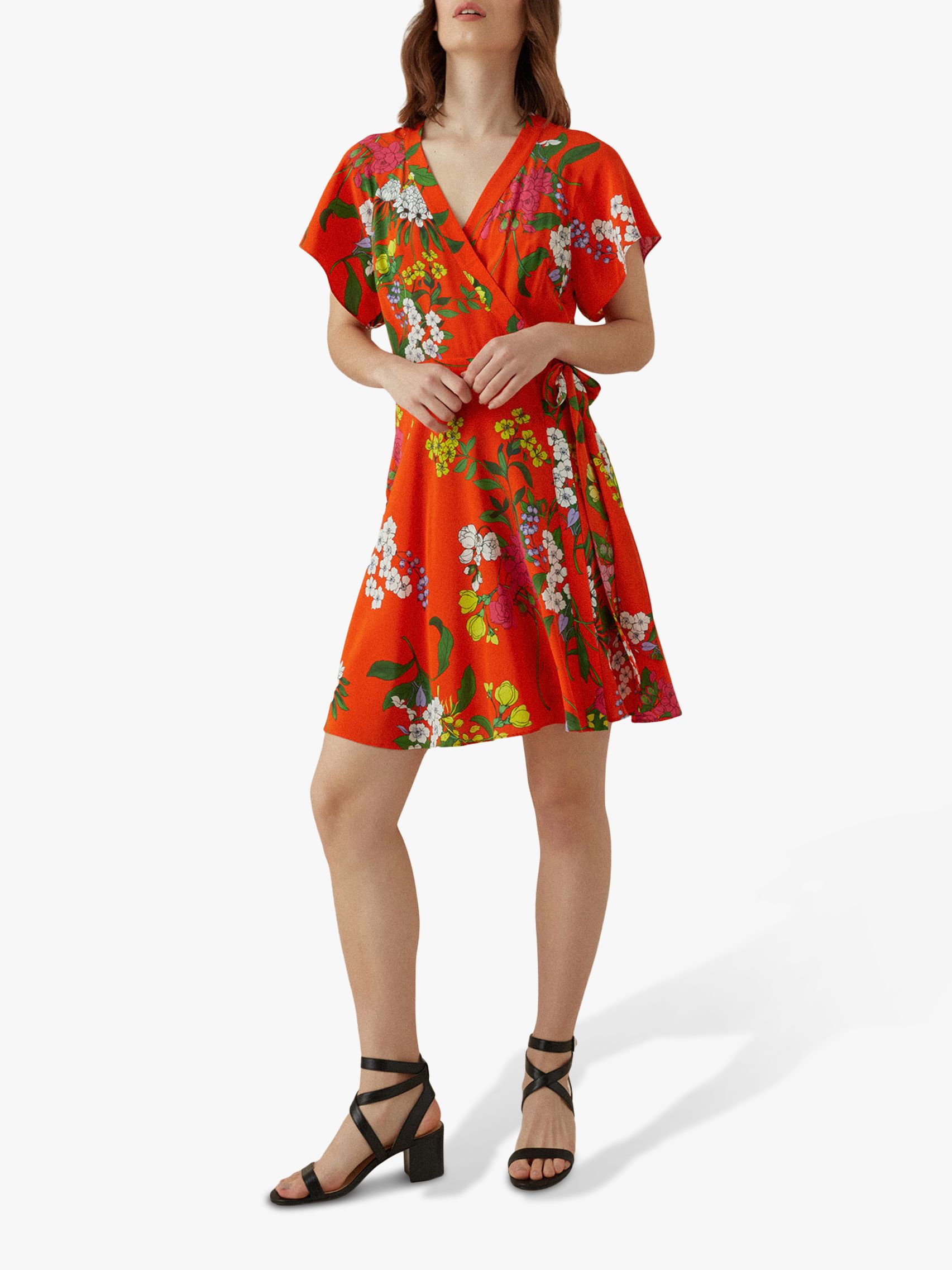 supplere slag Løs Karen Millen Silk Floral Wrap Dress, Red/Multi