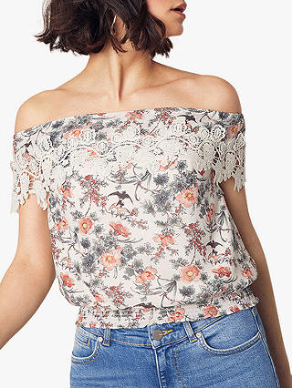Oasis Meadow Lace Trim Top, Multi/Natural