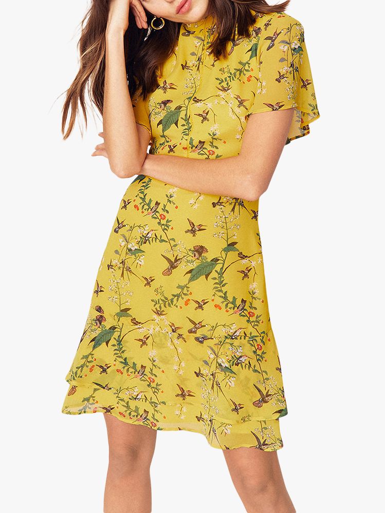 Oasis Tiered Skater Dress, Multi/Yellow