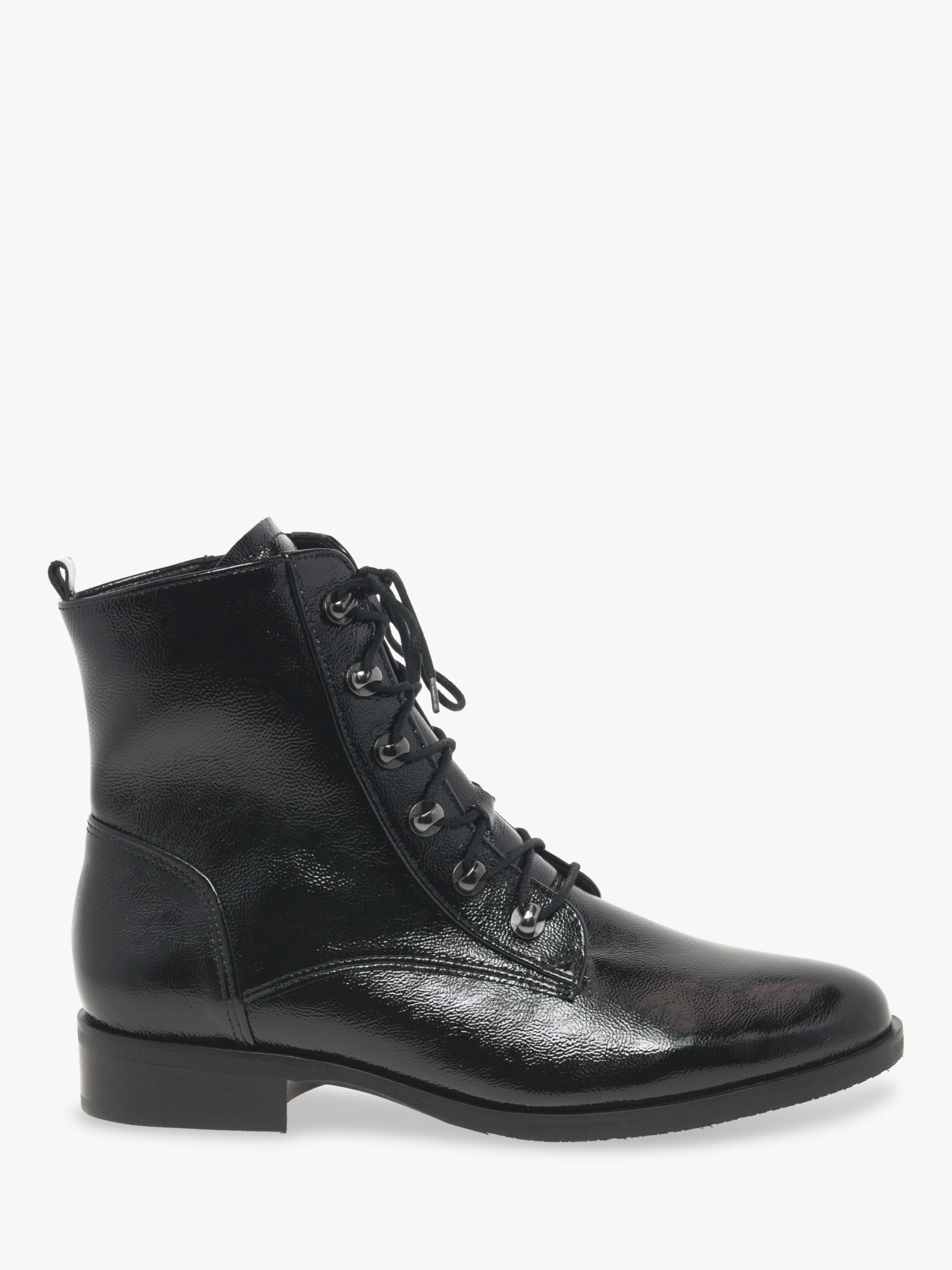 Gabor Keady Wide Fit Lace Up Leather Ankle Boots, Black at John Lewis ...