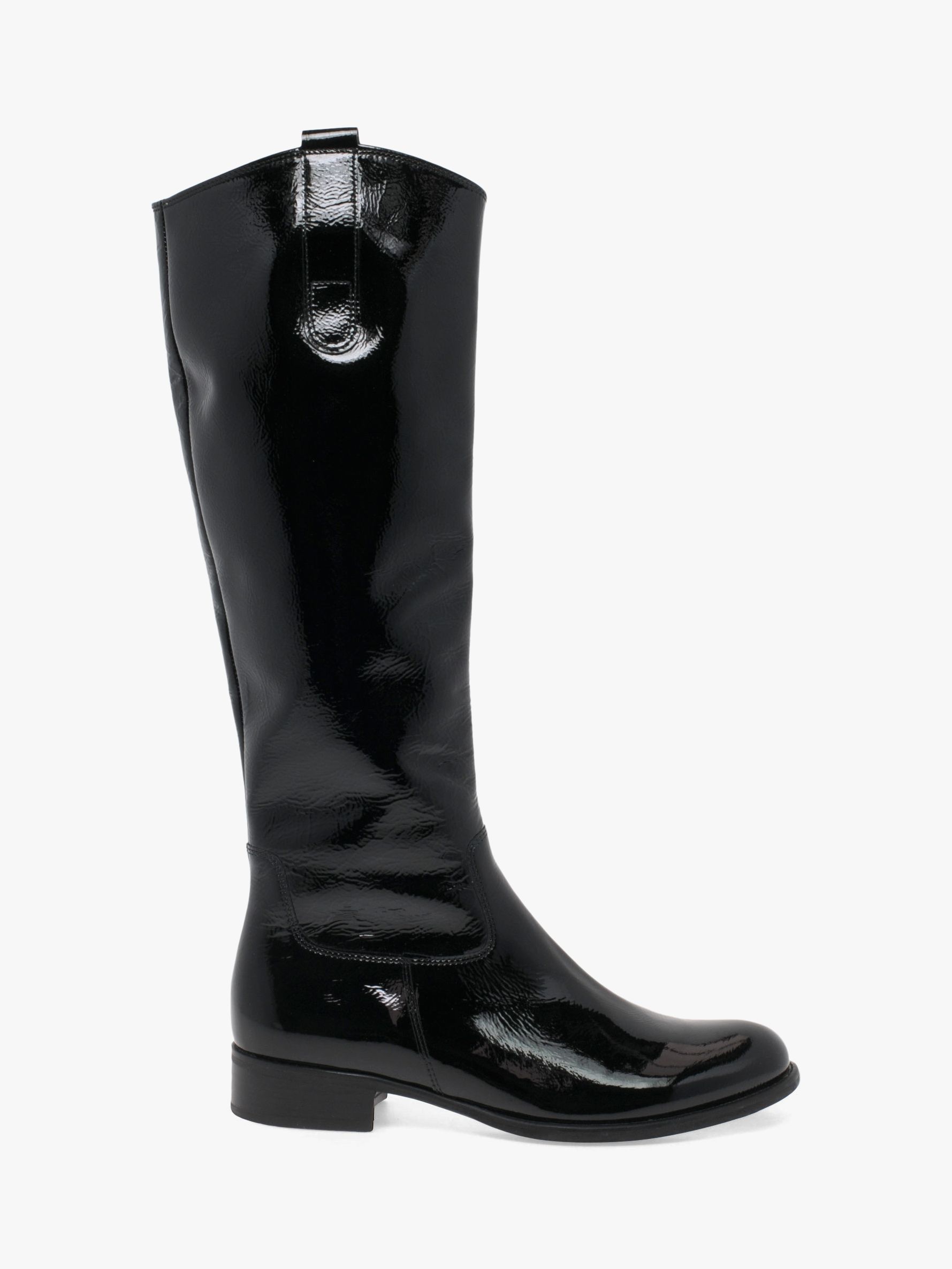 Gabor Brook Patent Slim Calf Boots, Black, 4