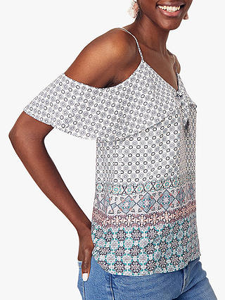 Oasis Tile Patched Camisole, Multi/Blue