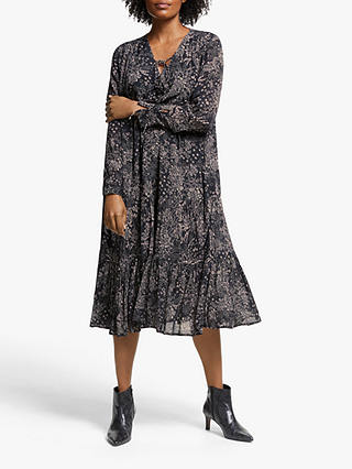 AND/OR Sofia Santiago Print Midi Dress, Grey Charcoal