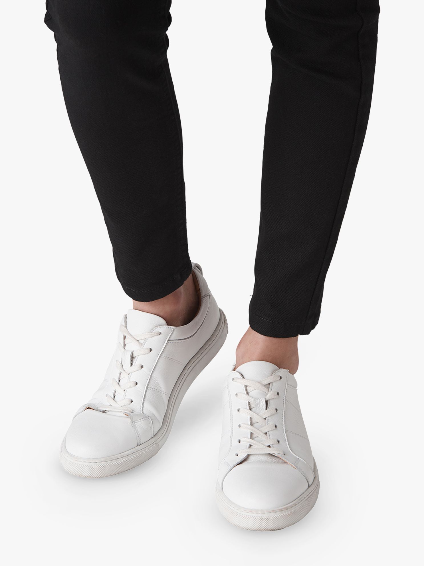 Buy Whistles Koki Lace Up Leather Trainers, White Online at johnlewis.com