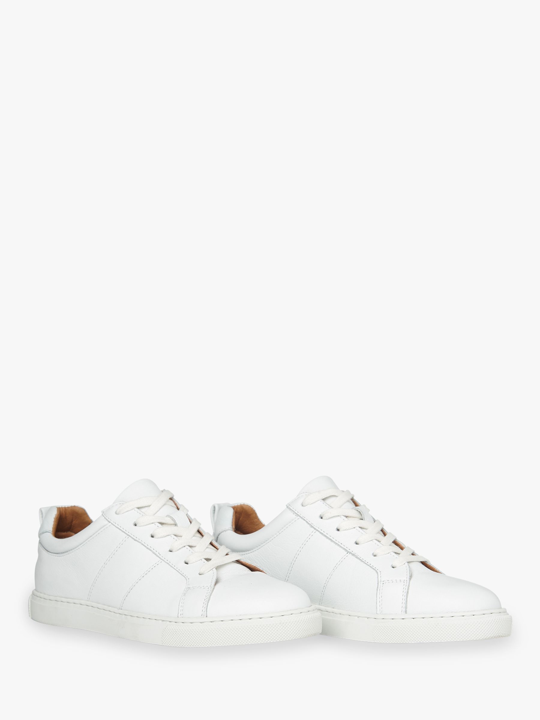 Whistles Koki Lace Up Leather Trainers, White at John Lewis & Partners