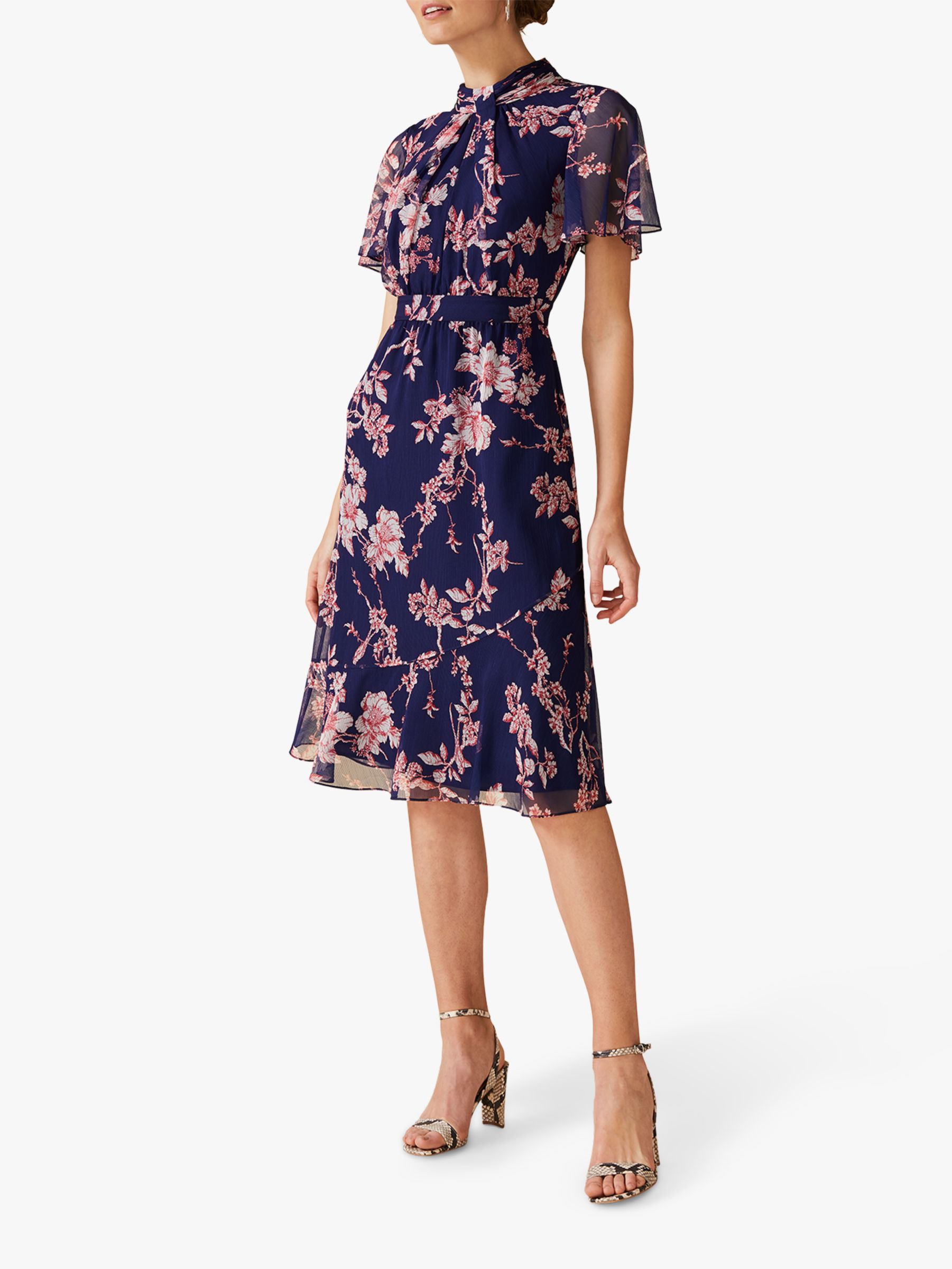 Phase Eight Maya Printed Georgette Dress, Lapis/Multi at John Lewis ...