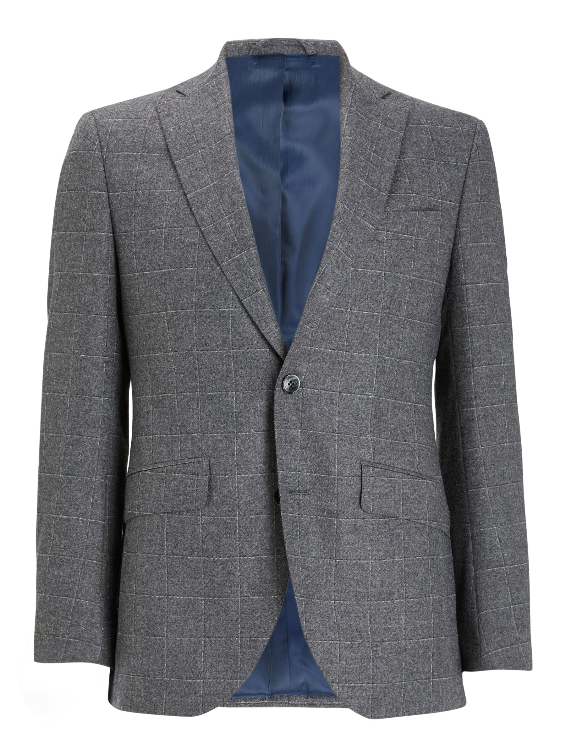 Hackett London Windowpane Check Tailored Suit Jacket, Grey at John ...