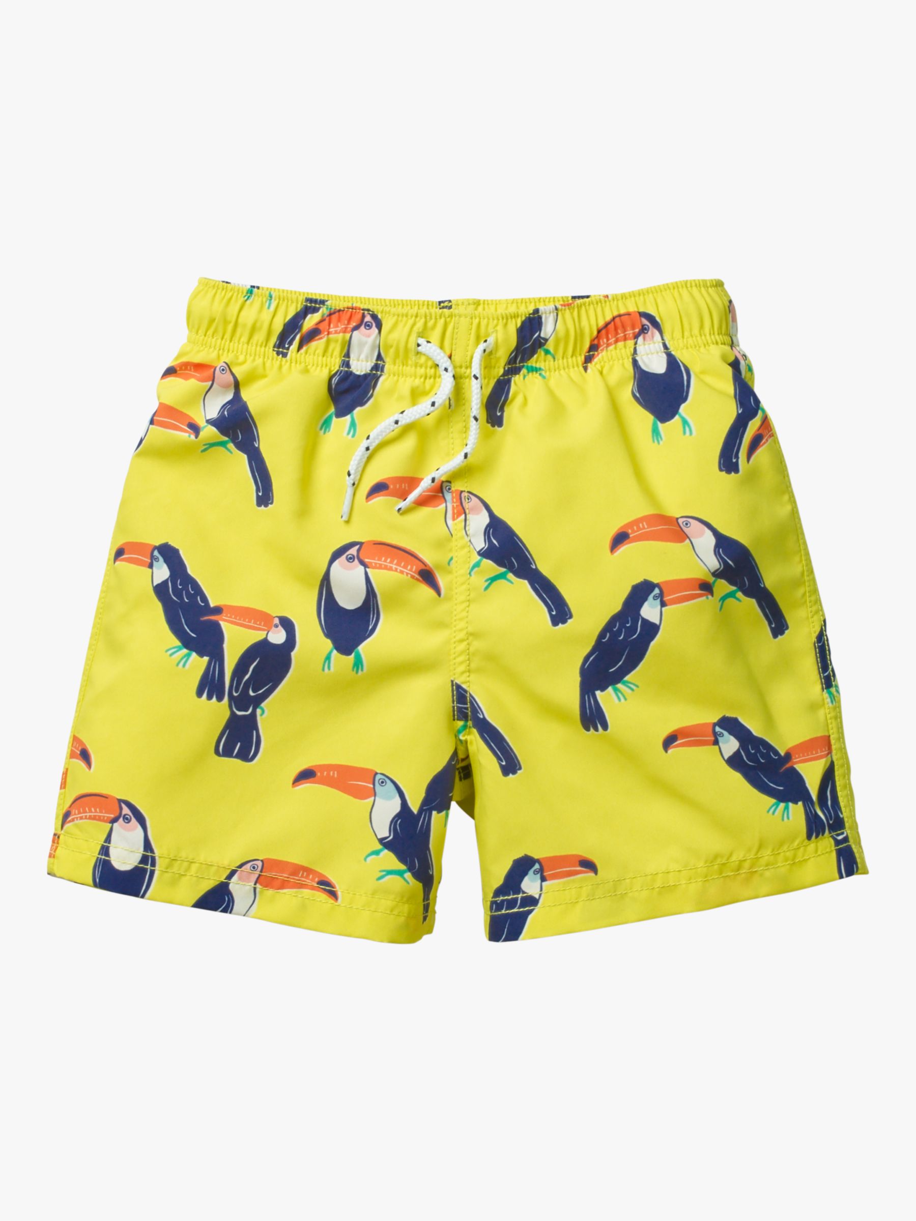 Mini Boden Boys' Bathers Swimming Shorts, Yellow Toucans