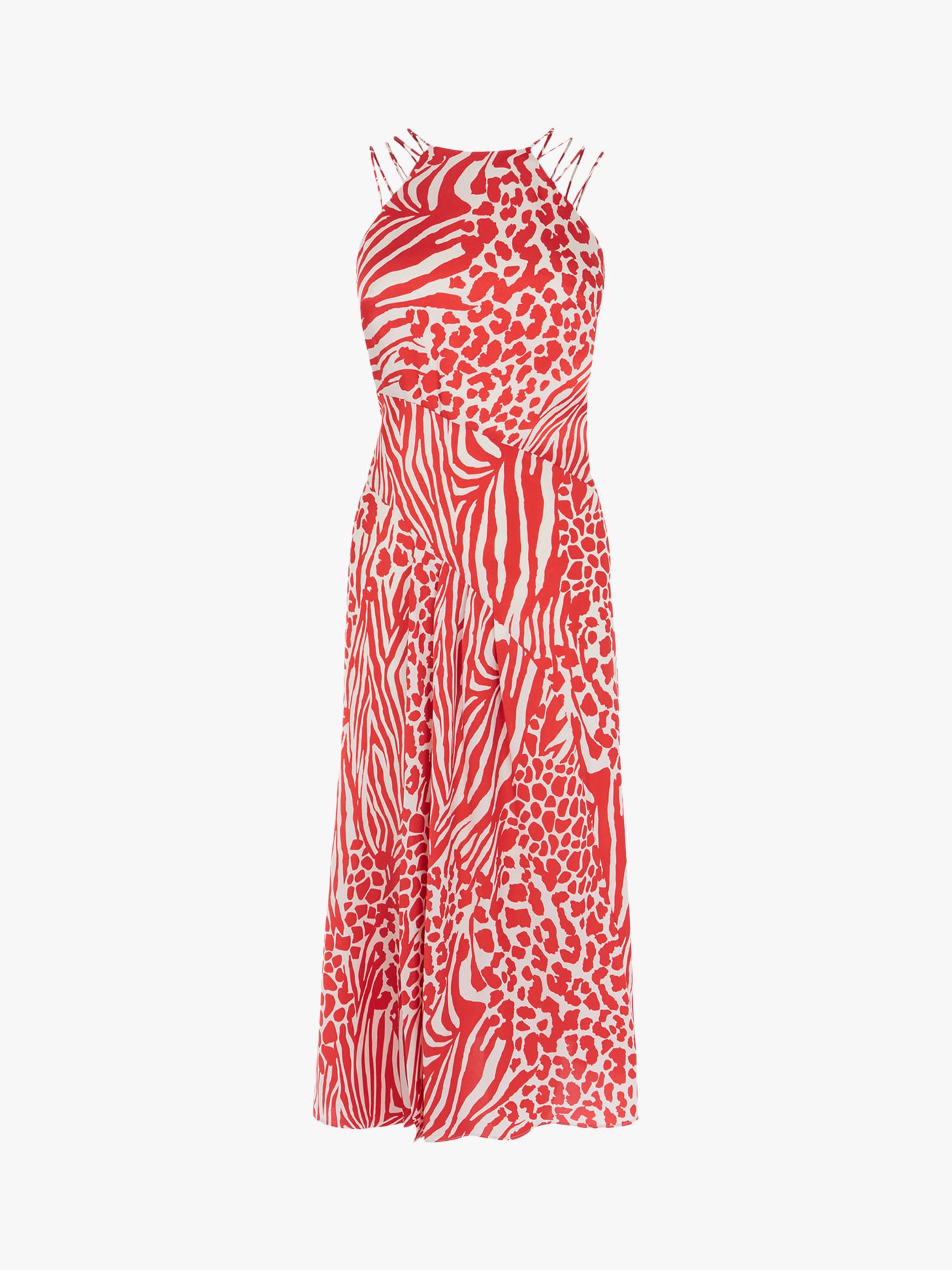 Karen Millen Animal Midi Dress, Red/Multi,
