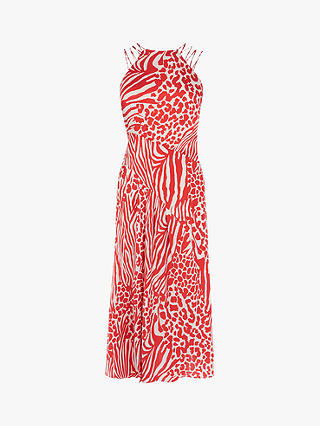 rigdom midtergang En smule Karen Millen Animal Print Midi Dress, Red/Multi, 6