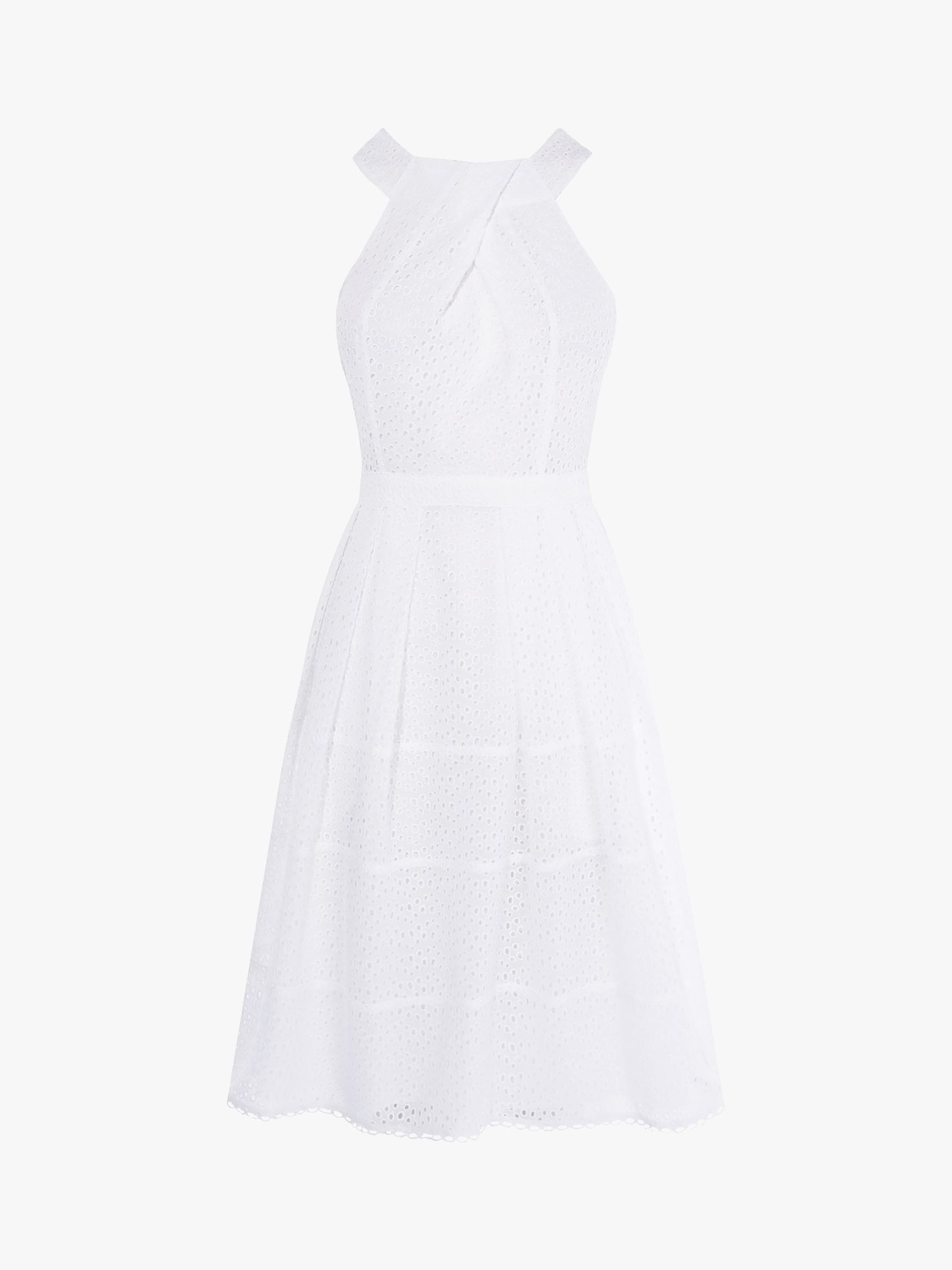 Karen Millen Broderie Halterneck Dress White At John Lewis And Partners