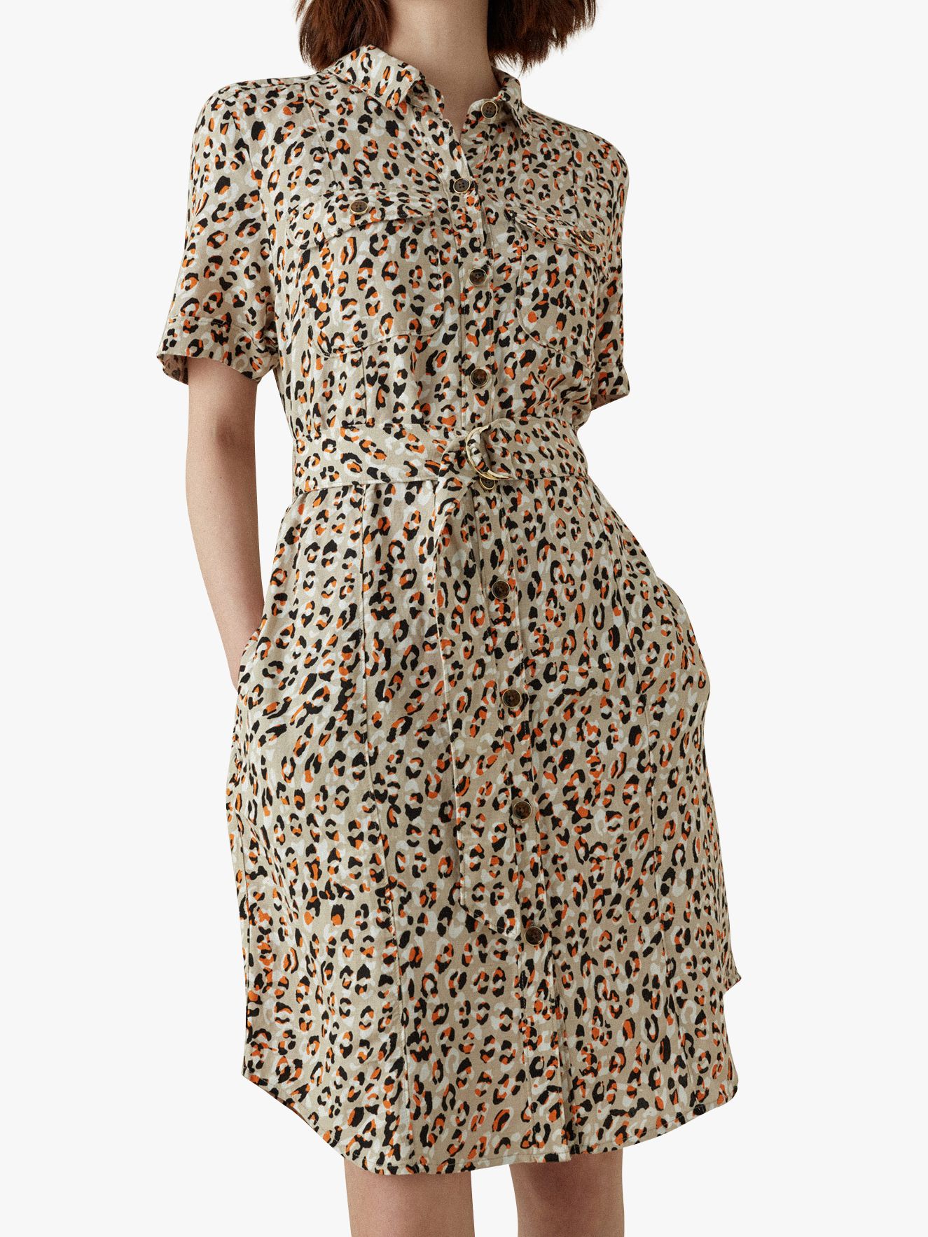  Karen  Millen  Leopard Print Shirt  Dress  Multi at John 