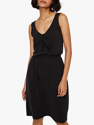 Warehouse Tie Front Modal Midi Dress, Black
