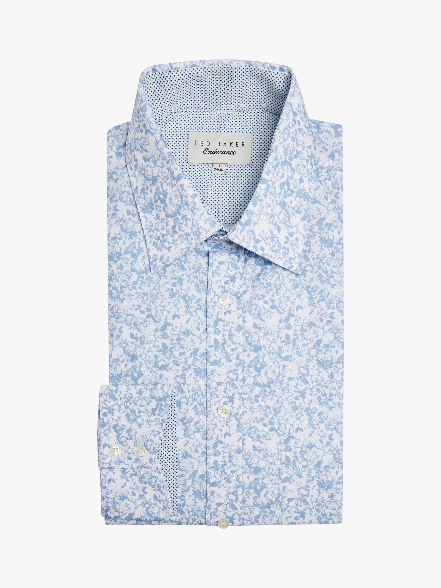 Ted Baker Conught Floral Print Shirt, Blue at John Lewis & Partners
