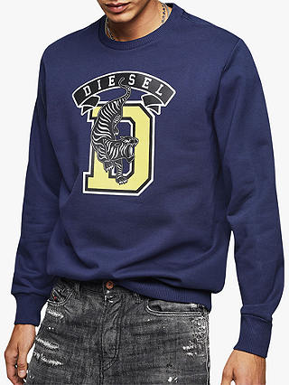 Diesel Tiger Logo Sweatshirt, Blue 8AT