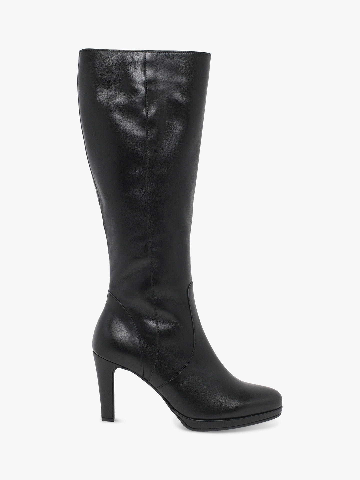 Gabor Drama Leather Knee High Boots, Black at John Lewis & Partners