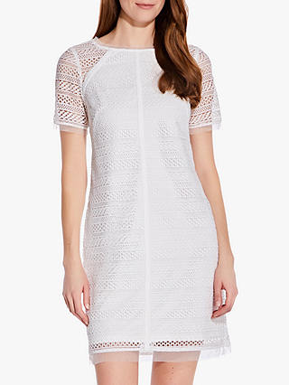 Adrianna Papell Lace Shift Mini Dress, Ivory
