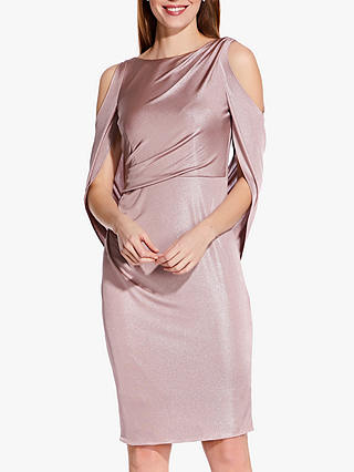 Adrianna Papell Draped Cold Shoulder Short Dress, Pink Quartz
