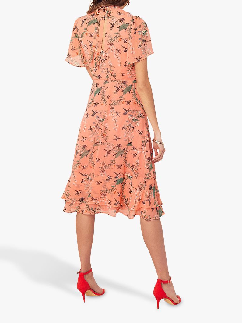 oasis floral tier midi dress orange