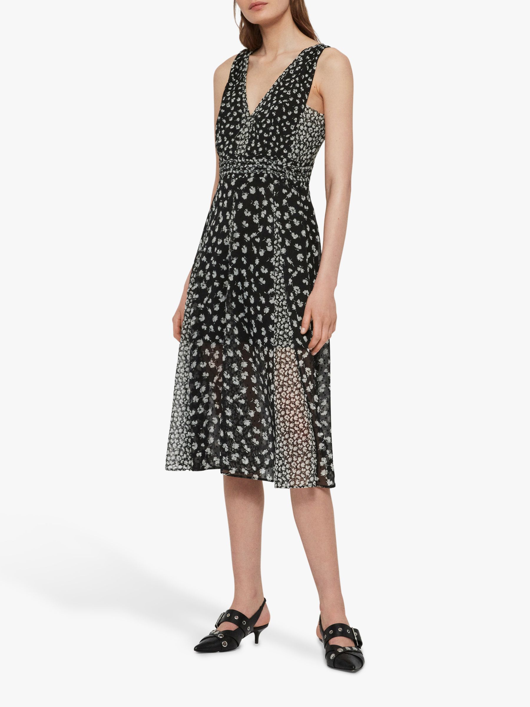 AllSaints Macella Scatter Dress, Black