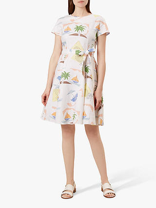 Hobbs Sorrento Beach Print Dress, White/Multi