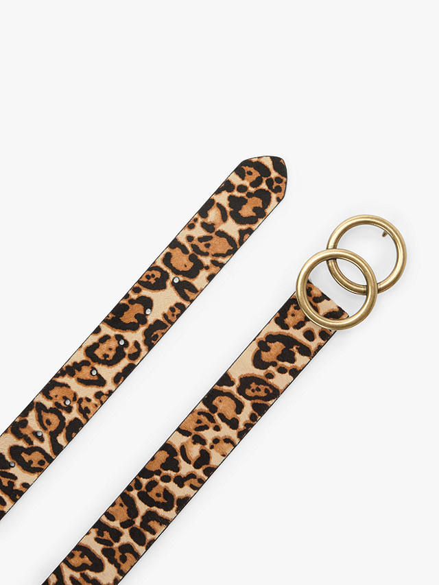 John Lewis Olivia Double O Ring Buckle Leather Belt, Leopard