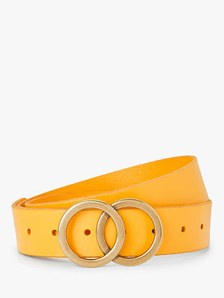 John Lewis & Partners Olivia Double O Ring Buckle Leather Belt, Ochre
