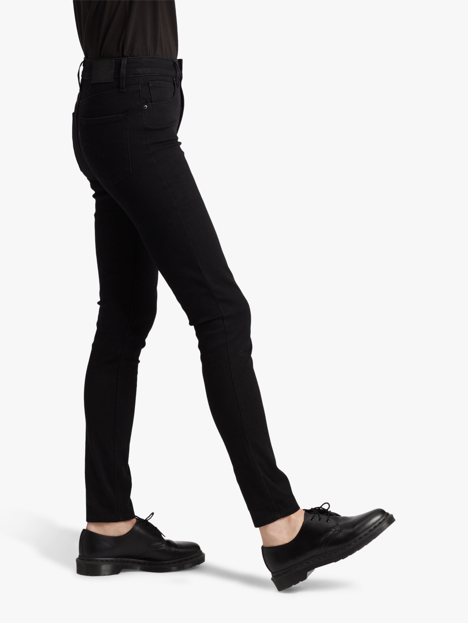 Levi's 721 High Rise Skinny Jeans, Black at John Lewis & Partners