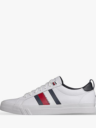 Tommy Hilfiger Flag Detail Leather Trainers, White