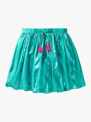 Mini Boden Girls' Shimmer Stripe Skirt, Sea Breeze Green