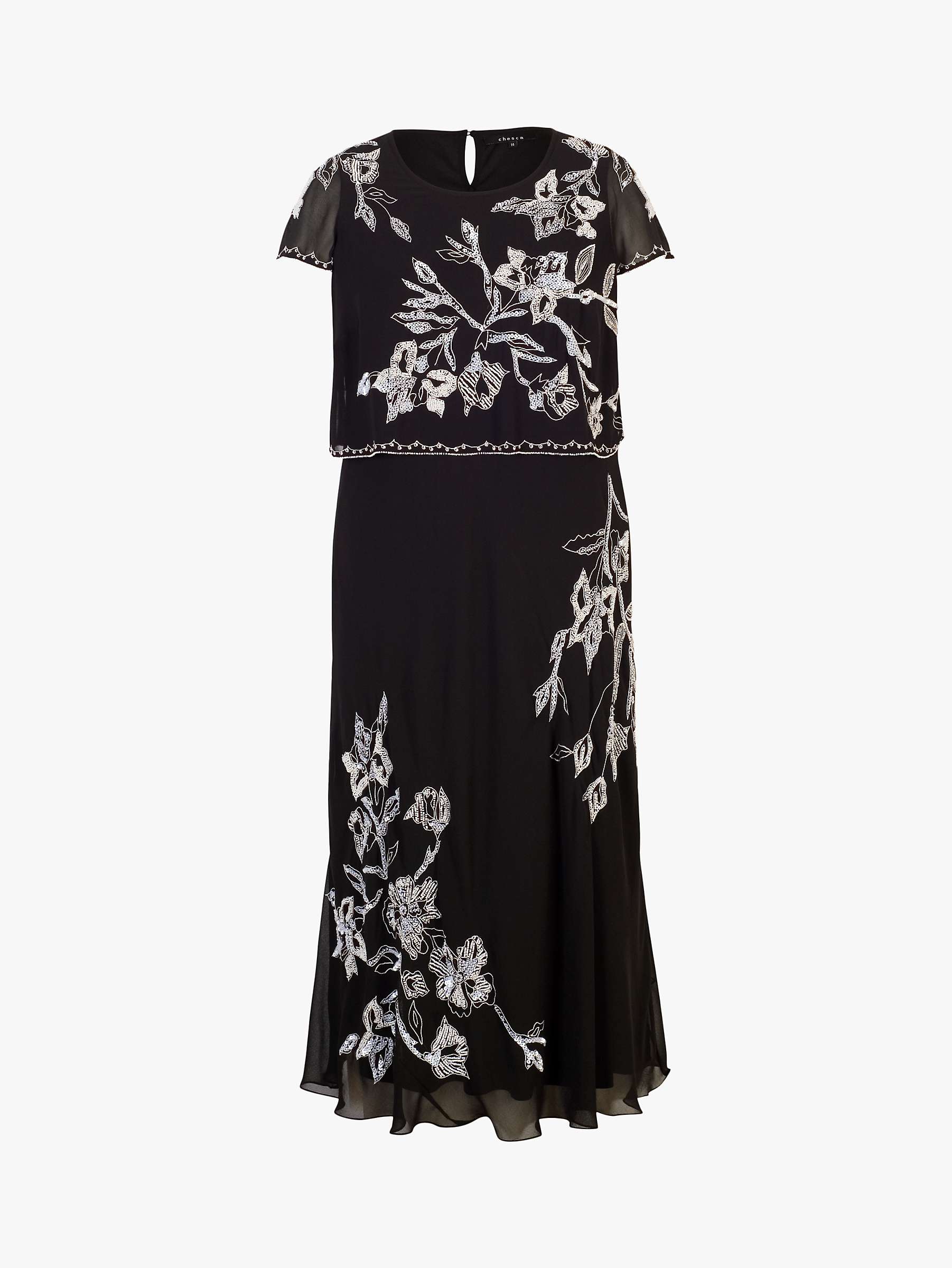 Buy chesca Lily Bead Embroidered Double Layered Chiffon Dress, Black/Ivory Online at johnlewis.com