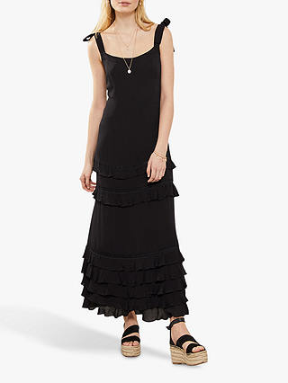 Mint Velvet Tiered Lace Maxi Dress, Black