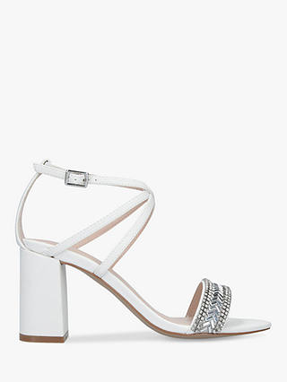 Carvela Gita Embellished Block Heel Sandals, White