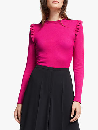 Somerset by Alice Temperley Frill Sleeve Knit Top, Dark Pink