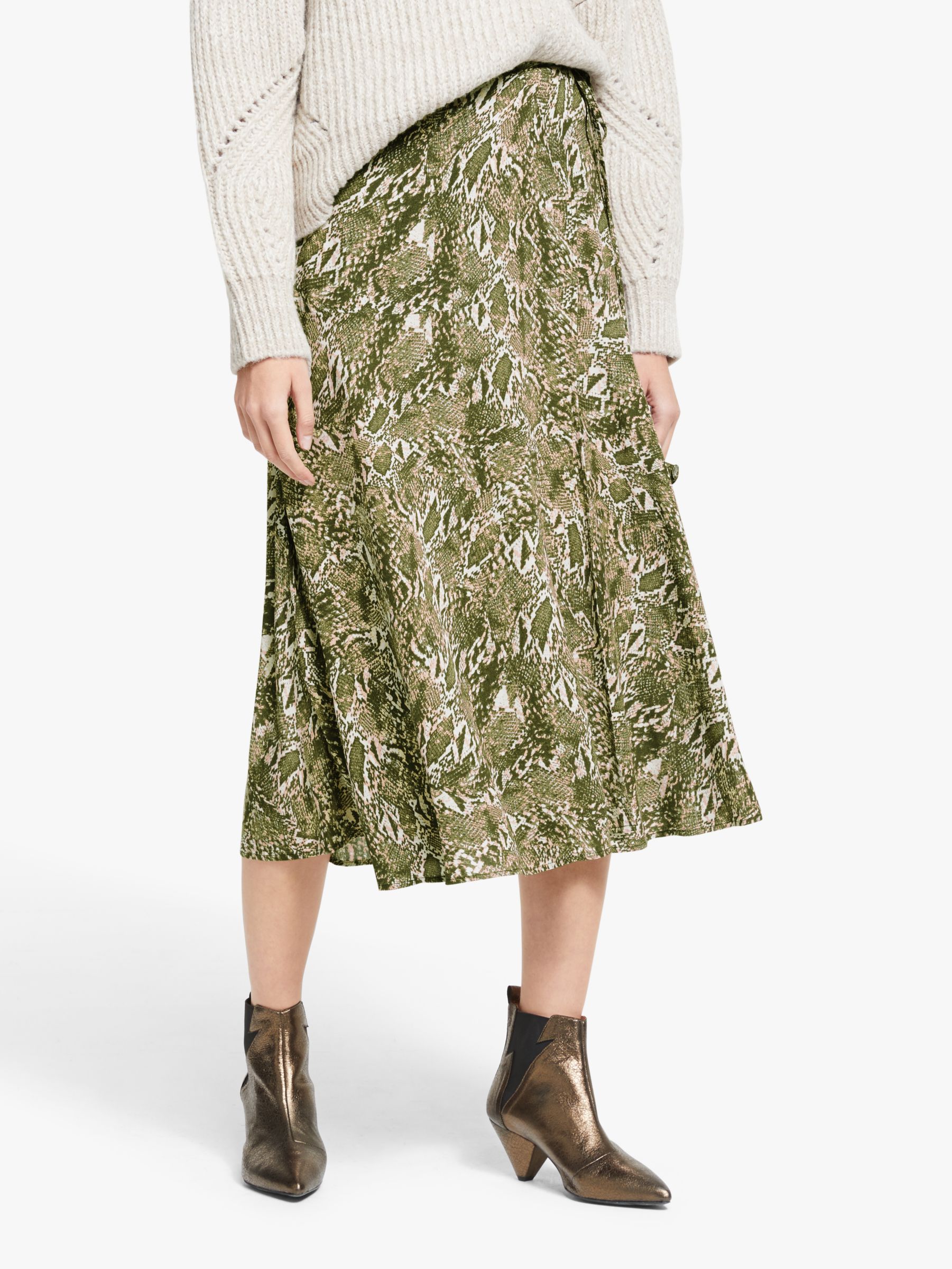AND/OR Sasha Snake Print Skirt, Green
